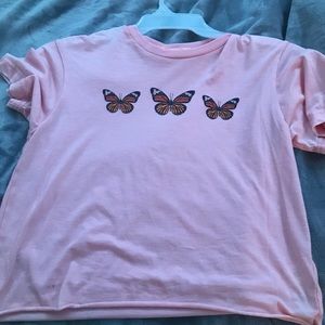 Pink Butterfly Loose Shirt